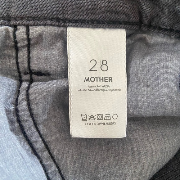 Mother Quartet Breaker Flood Denim Pants Sz 28 Wide Leg Cropped Faded Black - Picture 7 of 10